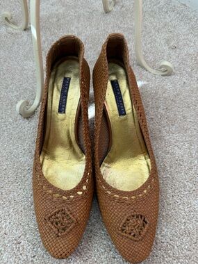 Ralph Lauren collection purple label- woven leather heels